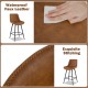 Brown faux leather bar stool with curved back and footrest, featuring waterproof upholstery and exquisite stitching.
