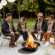 24-inch heavy-duty metal fire pit bowl with handles, perfect for cozy gatherings and outdoor fun with friends.