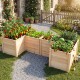 L-shaped wooden raised garden bed made of natural fir, 24" depth, ideal for various plants with open-ended base for.