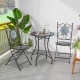 Bistro table set featuring a 24-inch ceramic tile tabletop and two metal chairs, perfect for indoor or outdoor.