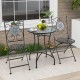 24-inch patio bistro table with ceramic tile tabletop and heavy-duty metal frame, perfect for indoor or outdoor use.