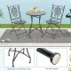 24-inch patio bistro table with ceramic tile tabletop, heavy-duty metal frame, suitable for indoor and outdoor use.