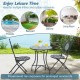 24-inch patio bistro table with ceramic tile tabletop in blue, featuring a mosaic design, ideal for indoor and outdoor.