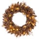 24-inch pre-lit Christmas wreath with 105 brown branch tips, 35 warm white LED lights, and natural pine cones for.