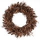24-inch pre-lit Christmas wreath with 105 brown branch tips, 6 pine cones, and 35 warm white LED lights for festive.
