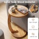 C-shaped side table made of solid teak wood, featuring a thickened top and sturdy base for space-saving convenience.