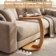 C-shaped side table made of solid teak wood, featuring a thickened top and sturdy base, perfect for snug placement by.