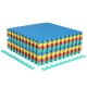 Multicolor interlocking EVA foam floor tiles, 0.5" thick, non-slip surface, ideal for home gym and living room use.