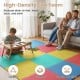 Multicolor interlocking EVA foam floor tiles provide comfort and shock absorption, ideal for living rooms and home gyms.