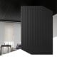 Black PVC slat wall panel with 3D fluted texture, ideal for modern interior decoration in living rooms and bedrooms.