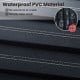 Close-up of waterproof black PVC slat wall panel showcasing 3D fluted texture, ideal for elegant interior decoration.