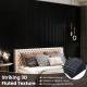 Black PVC slat wall panel showcasing striking 3D fluted texture, perfect for modern interior wall decoration.