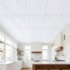 Ceiling tiles in a 3D-style design, made of lightweight PVC, ideal for easy installation in various interior spaces.