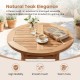 24" round solid teak outdoor folding bistro table with footrest, featuring a smooth touch and warm tone for patio use.
