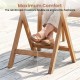 Teak outdoor folding bistro table with ergonomic footrest, featuring a 24" diameter for compact spaces and stability.