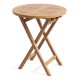 24" round solid teak outdoor folding bistro table with ergonomic footrest, perfect for small spaces on patios or.