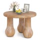 Small solid mahogany wood coffee table with thickened top and column legs, ideal for living room or patio use.