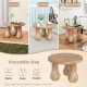 Small solid mahogany wood coffee table with thickened top and column legs, ideal for living room, patio, or porch use.