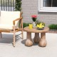 Small solid mahogany wood coffee table with thickened top and column legs, ideal for patio or living room use.