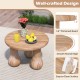 Small solid mahogany wood coffee table with 1.8" thickened top and column legs, perfect for living room or patio use.