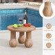 Solid mahogany wood coffee table with smooth round edges and column legs, perfect for snacks and drinks in outdoor.
