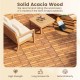 Acacia wood interlocking deck tiles in natural finish, showcasing waterproof design for outdoor patio and balcony use.