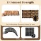 Acacia wood interlocking deck tiles with anti-deformation PP base for outdoor use on patios, decks, and balconies.