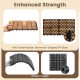 Acacia wood interlocking deck tiles with anti-deformation PP base for outdoor use on patios, decks, and balconies.