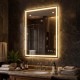 24 x 32 inch LED bathroom mirror with frontlit and backlit features, adjustable brightness, and anti-fog function.