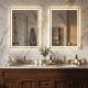 24 x 32 inch LED bathroom mirror with frontlit and backlit features, showcasing adjustable brightness and anti-fog.