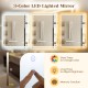 24 x 32 inch LED bathroom mirror with frontlit and backlit features, showcasing 3-color lighting and adjustable.