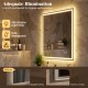 24 x 32 inch LED bathroom mirror with frontlit and backlit features, IP44 waterproof, and adjustable brightness for.