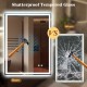 Shatterproof tempered glass comparison showcasing durability of the 24 x 32 inch LED bathroom mirror with adjustable.