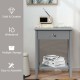 Gray wooden bedside table featuring a spacious tabletop, sliding drawer, and open shelf for convenient storage.