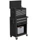 Rolling cabinet storage chest toolbox in black, featuring multiple drawers, lockable design, and sturdy steel.
