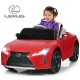 Lexus LC500 licensed kids electric vehicle in red, featuring remote control, spring suspension, and LED lights for safe.
