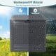 Gray 25-gallon outdoor storage box with rattan patterns, made of weatherproof PP material for long-term use.