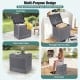 Gray 25-gallon outdoor storage box with rattan patterns, ideal for patio side table or extra seating.