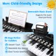 25-key kids piano keyboard in black with removable music stand, designed for toddlers' safe and enjoyable play.