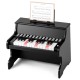 25-key black kids piano keyboard with adjustable speed, teaching mode, and sturdy design for safe play.
