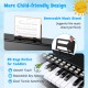 25 keys kids piano keyboard in black with removable music stand, ideal for toddlers' musical learning and play.