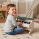 Kids playing on a 25 keys wooden piano toy with removable music stand in green, promoting creativity and music learning.