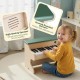 Kids' wooden digital piano toy with 25 keys and premium speaker, featuring rounded corners for safe play and creativity.