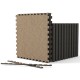 Interlocking foam floor tiles in beige, 0.4" thick, for 100 sq.ft. coverage, ideal for living rooms and kids' rooms.
