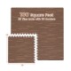 Brown wood grain foam floor mats set featuring 25 tiles and 50 borders, covering 100 square feet, 24x24 inches each.