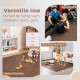 25 tiles of brown wood grain foam floor mats shown in a living room, ideal for children's play and exercise areas.