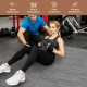 Gray wood grain foam floor mats with borders, ideal for noise reduction and shock absorption during workouts.