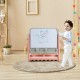 Kids easel table and chair set in pink with adjustable drawing board, perfect for art and study activities.