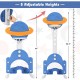 Kids basketball hoop set in blue with 5 adjustable heights for outdoor play, enhancing balance and coordination skills.