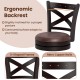 Swivel bar stool with ergonomic backrest, padded leathaire seat, and retro copper nails for elegant kitchen seating.